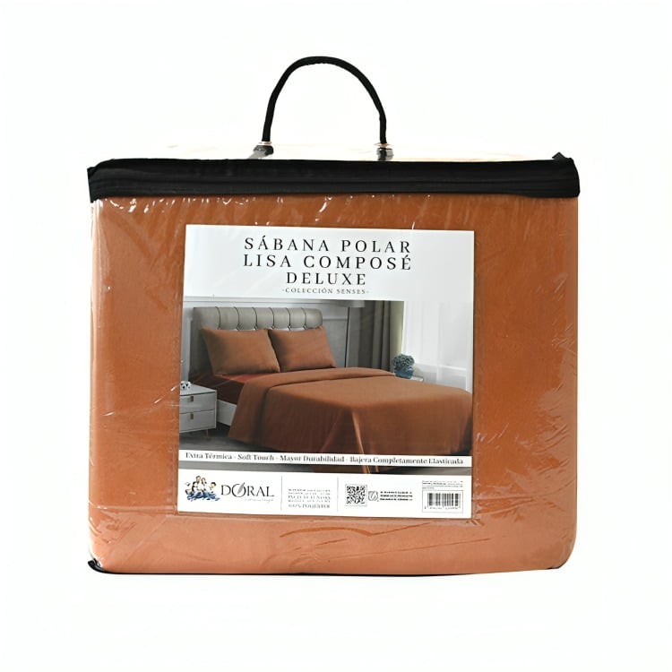 SÁBANAS POLAR LISA COMPOSÉ 2 PLAZAS / BICOLOR TERRACOTA – DORAL - 3