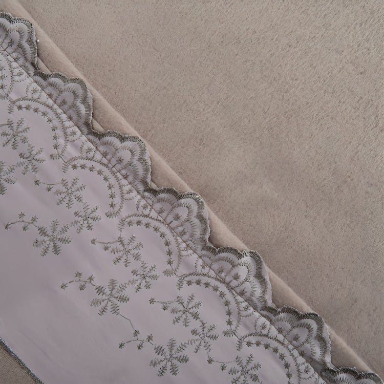 JUEGO DE SÁBANAS POLAR LISA BRODERIE 1.5 PLAZAS / TAUPE – MASHINI - 3