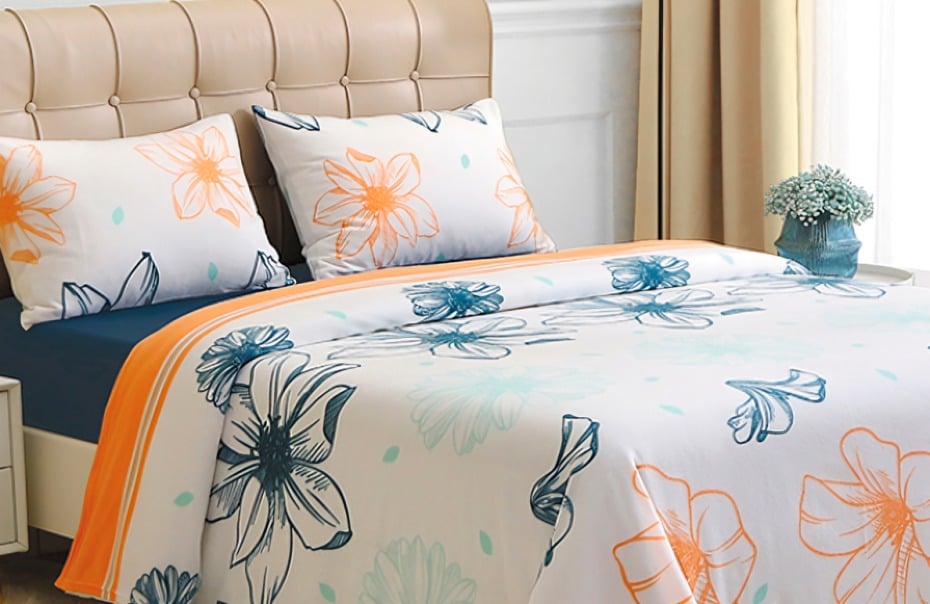 SÁBANAS DE POLAR COMPOSÉ 2 PLAZAS /FLOR EN COLOR BLANCO CORAL AZUL – DORAL - 3