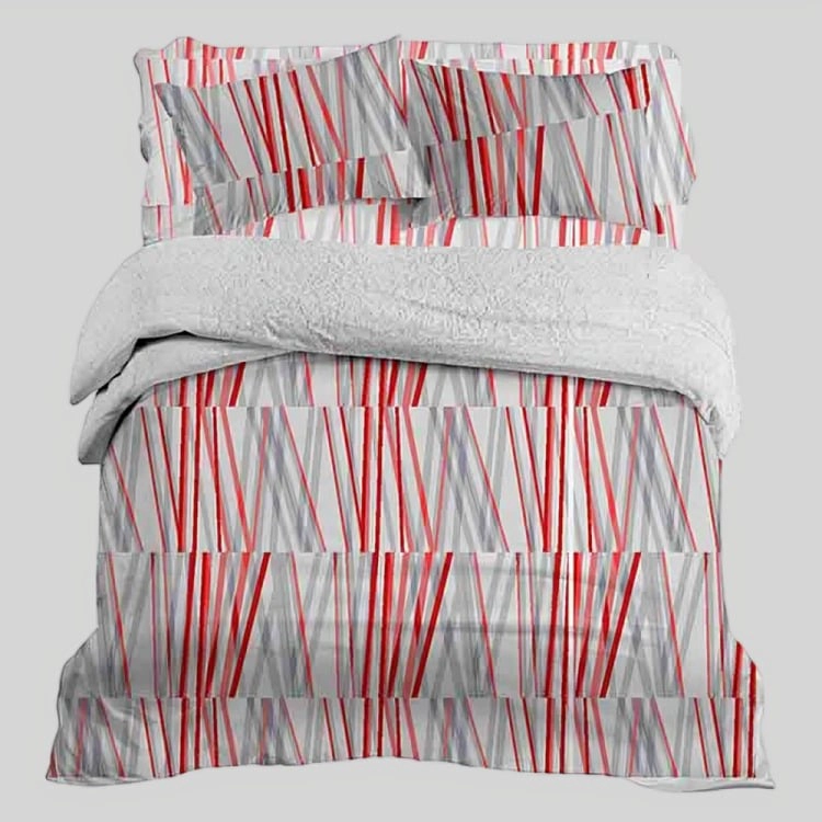 PLUMÓN SHERPA + SÁBANA MICROFIBRA DE 2 PLAZAS LÍNEAS EN COLOR ROJOS - 3