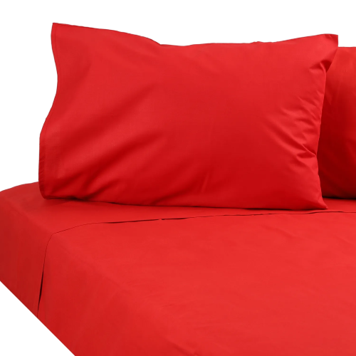 JUEGO DE SÁBANAS MARINA LISA 2 PLAZAS EN COLOR ROJO - 1