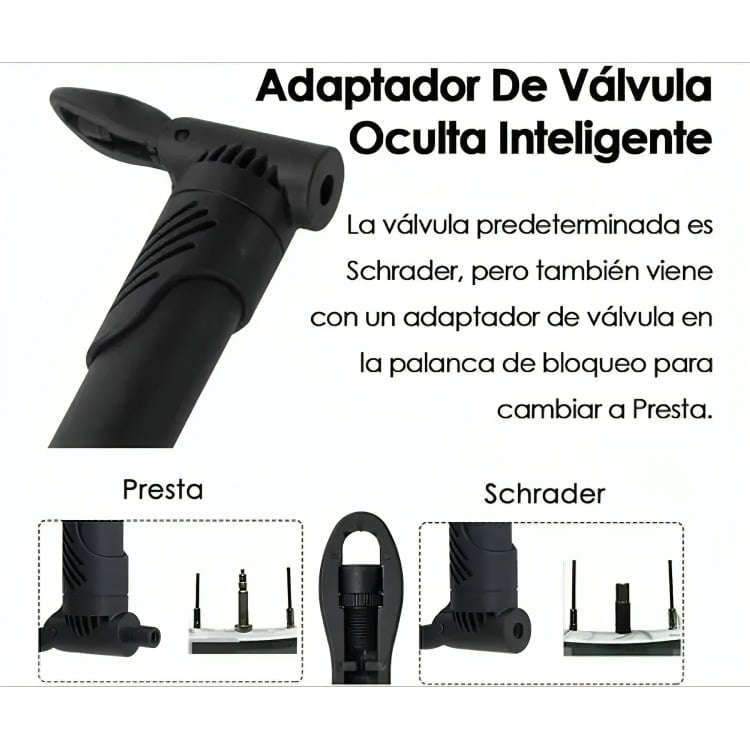 SET BOMBÍN INFLADOR MANUAL PARA BICICLETA 120 PSI - 1