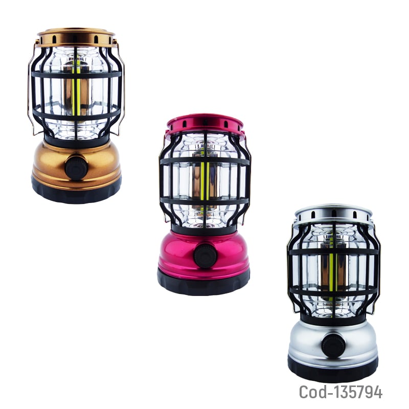 FAROL LED SOLAR CON DIMER RECARGABLE USB LUZ BCA ORO - 4