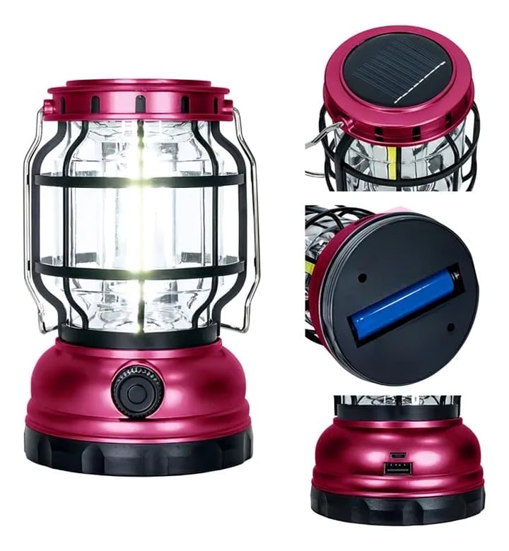 FAROL LED SOLAR CON DIMER RECARGABLE USB LUZ BCA FUCSIA - 1