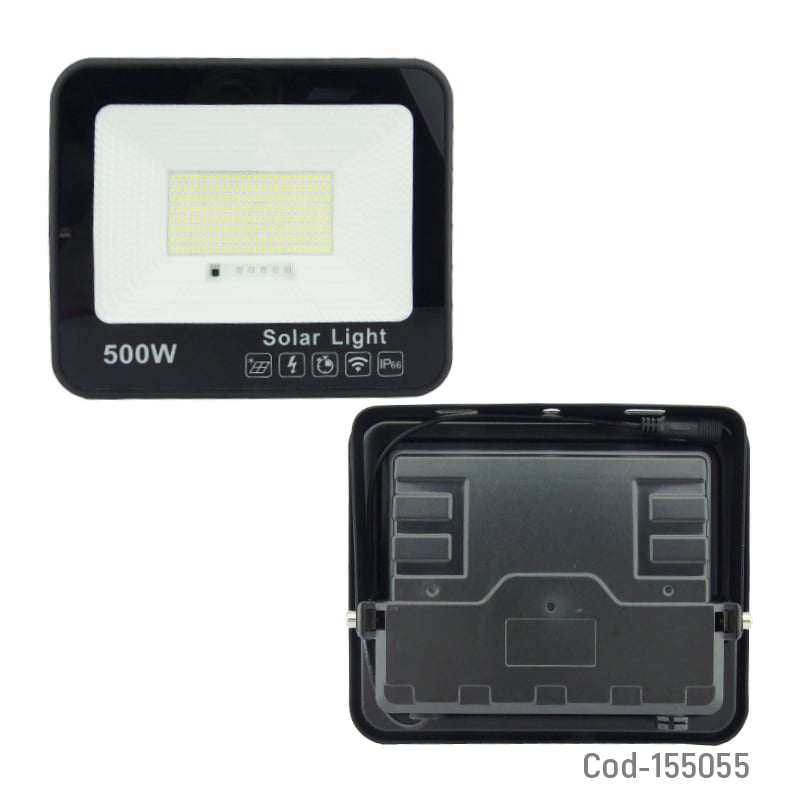 PROYECTOR SOLAR LED 500W CON PANEL SOLAR PVC 200 LED CONTROL REMOTO - 2