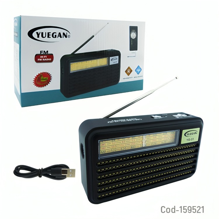 RADIO MULTIBANDA YUEGAN BANDAS CON LINTERNA RECARGABLE NEGRO - 3
