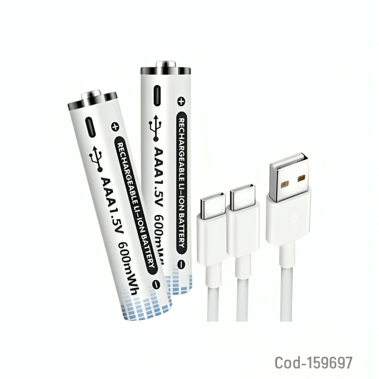 PILA RECARGABLE USB TYPE-C AA SET X 2 PCS 1.5 VOLT 2200 MWH - 1