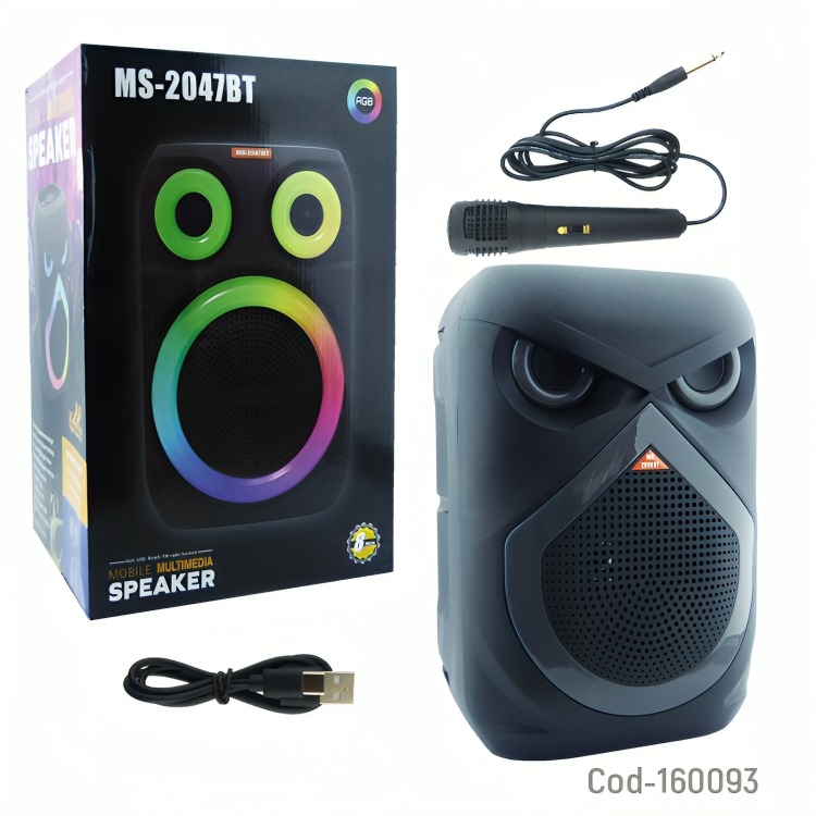 PARLANTE KARAOKE RECARGABLE PORTABLE BT 8 PULG LUZ RGB - 4