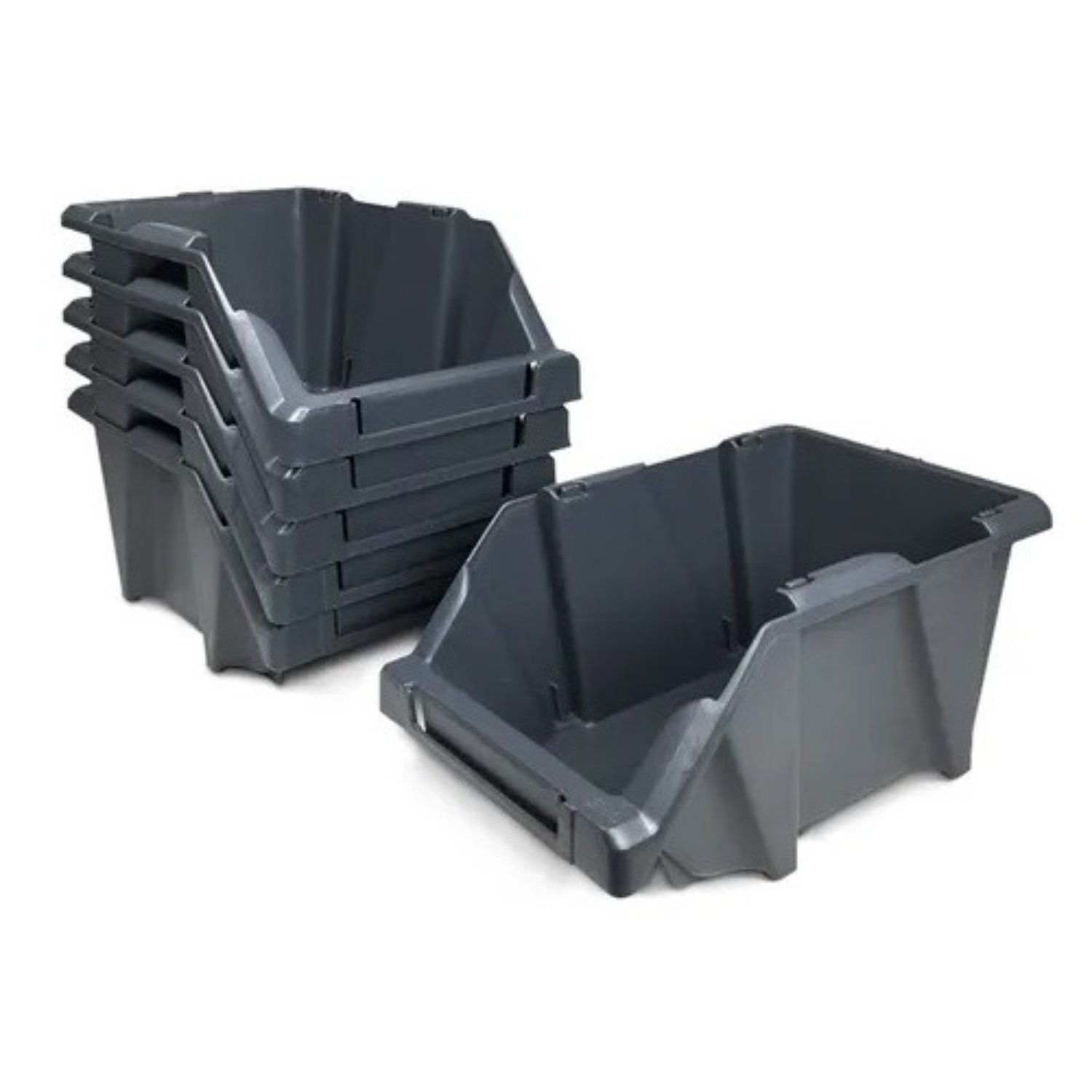 SET X 6 ORGANIZADORES APILABLE #10 / GRIS OSCURO – REYPLAST - 2