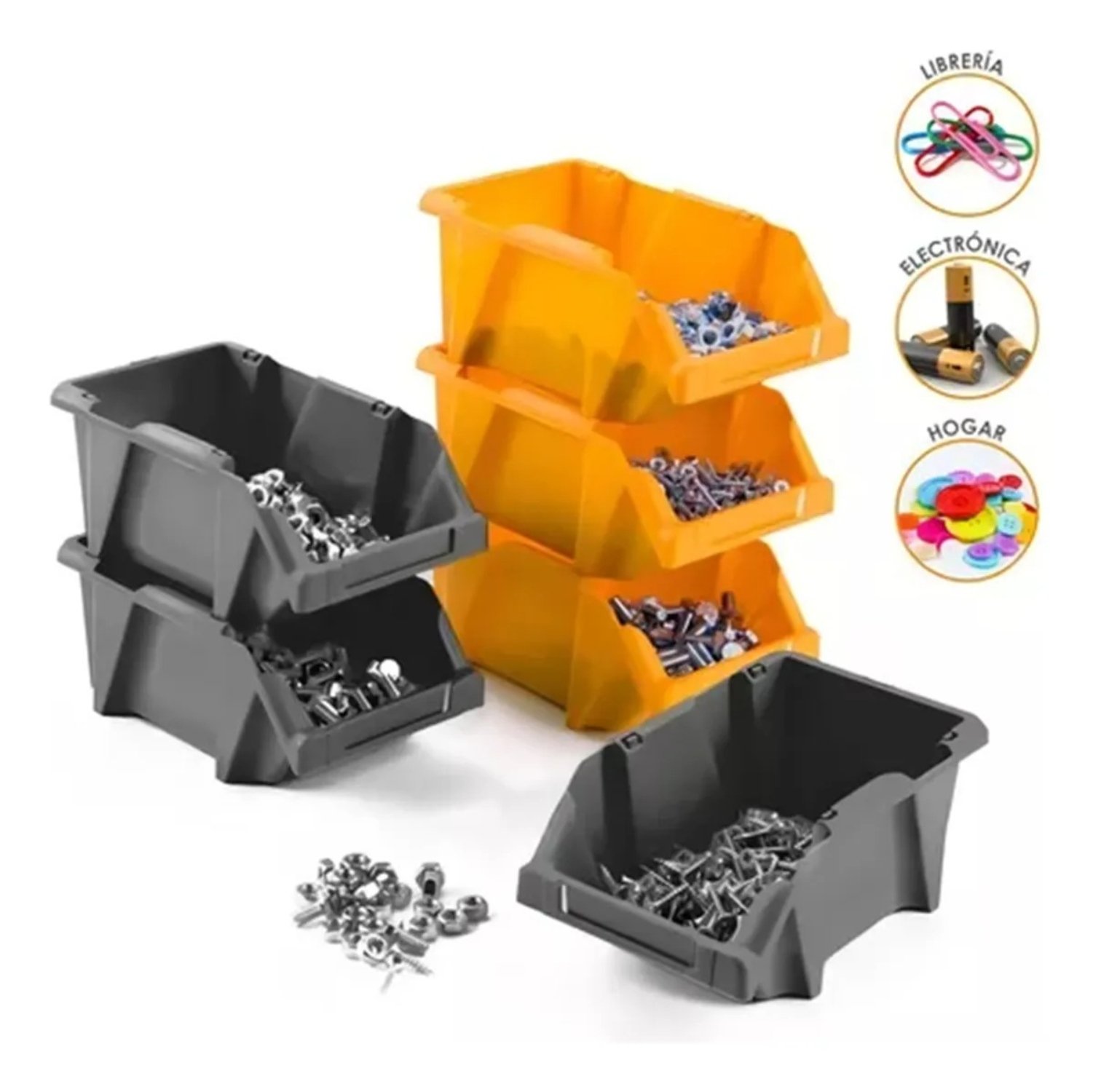 SET X 6 ORGANIZADORES APILABLE #10 / GRIS OSCURO – REYPLAST - 3