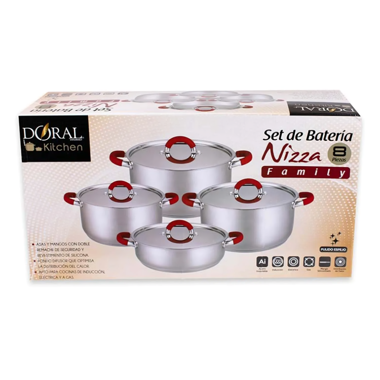 BATERIA DE COCINA FAMILIAR NIZZA 8 PIEZAS – DORAL - 1