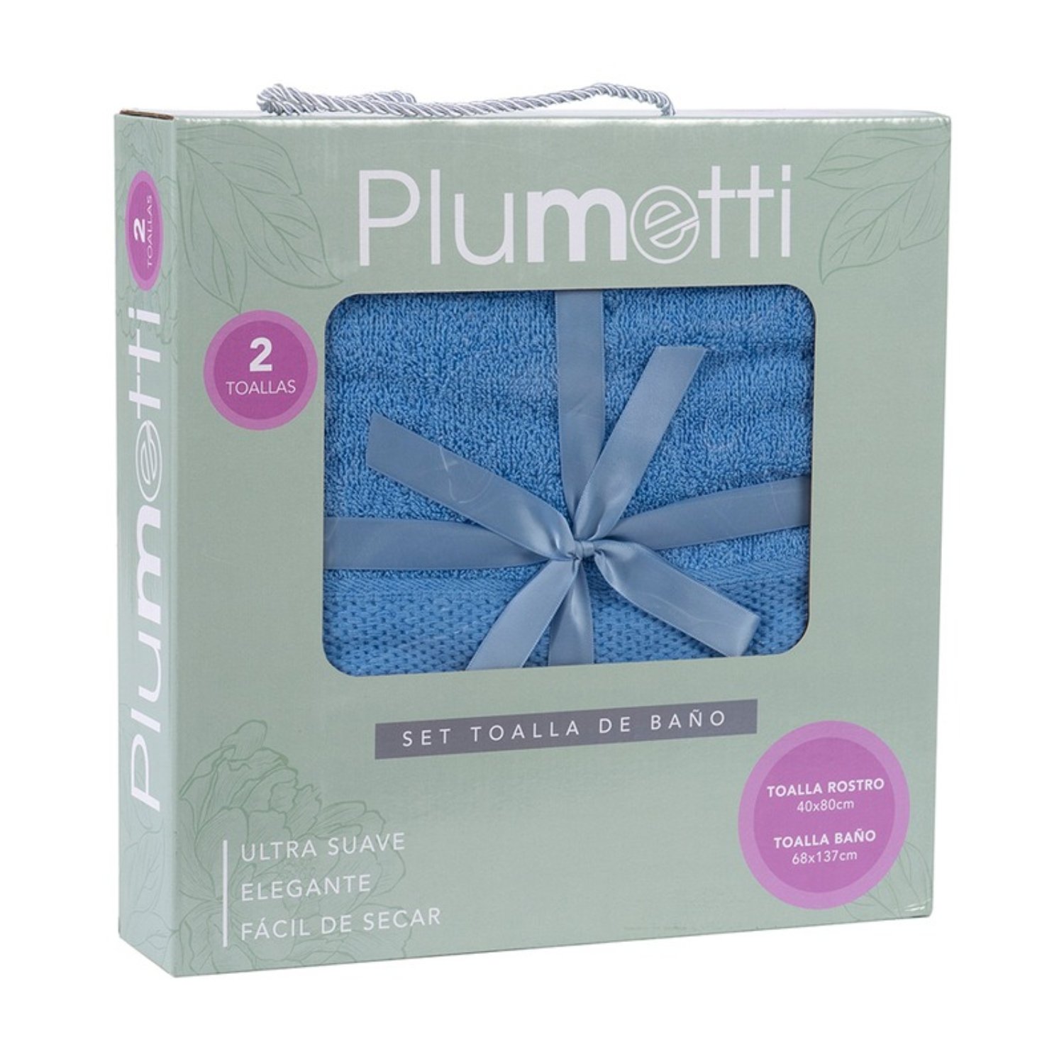 SET 2 TOALLAS COLORIX 380 GRS CAJA / AZUL – PLUMETTI - 3
