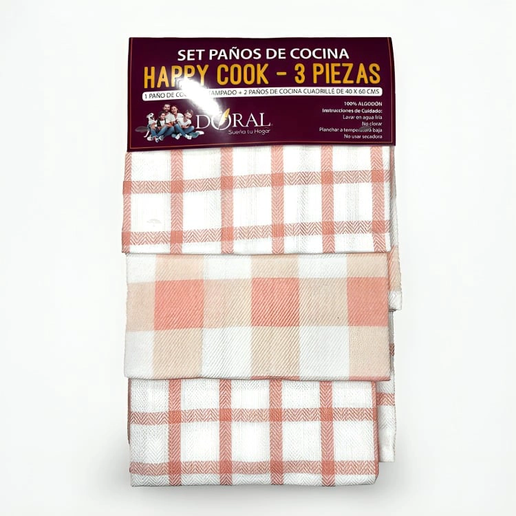 SET 3 PAÑOS DE COCINA HAPPY COOK ROSA - 3