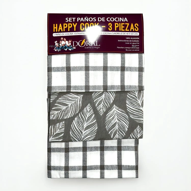 SET 3 PAÑOS DE COCINA HAPPY COOK GRIS - 3