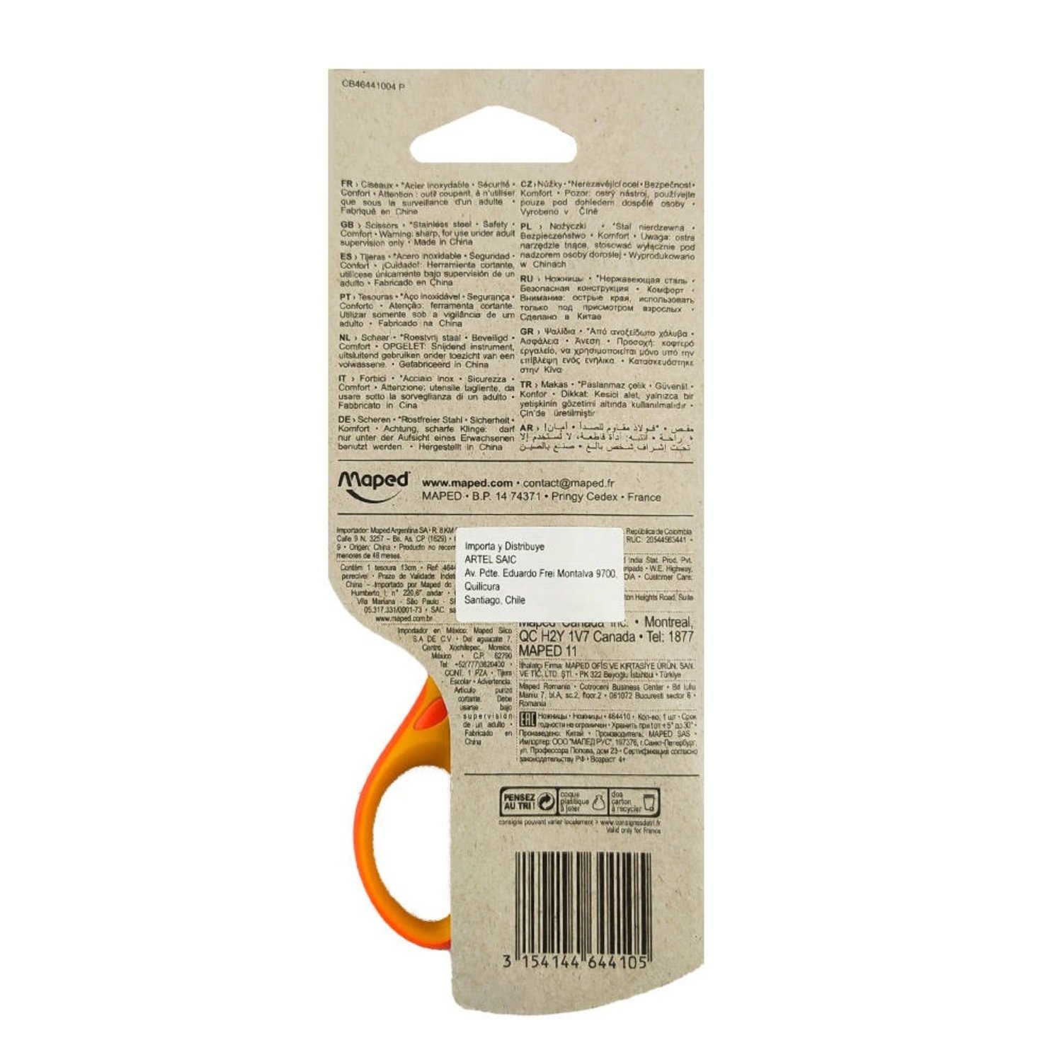 PACK X 4 TIJERA MANGO NARANJA SOFT 13 CM – MAPED - 1