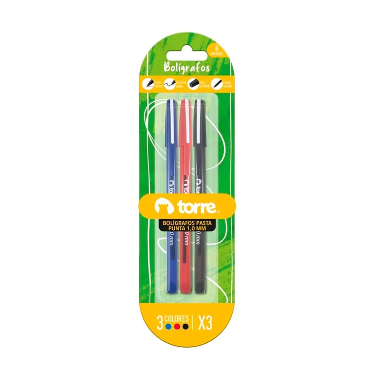PACK X 4 BLISTER BOLIGRAFOS 1 AZUL 1 NEGRO Y 1 ROJO – TORRE - 1