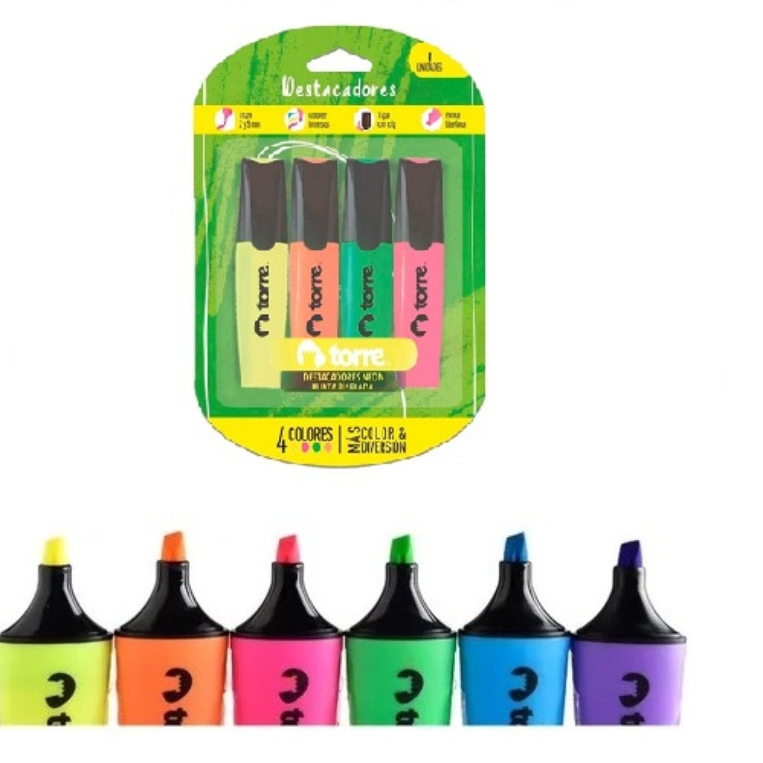 DESTACADOR 4 COLORES NEON BLISTER – TORRE - 2