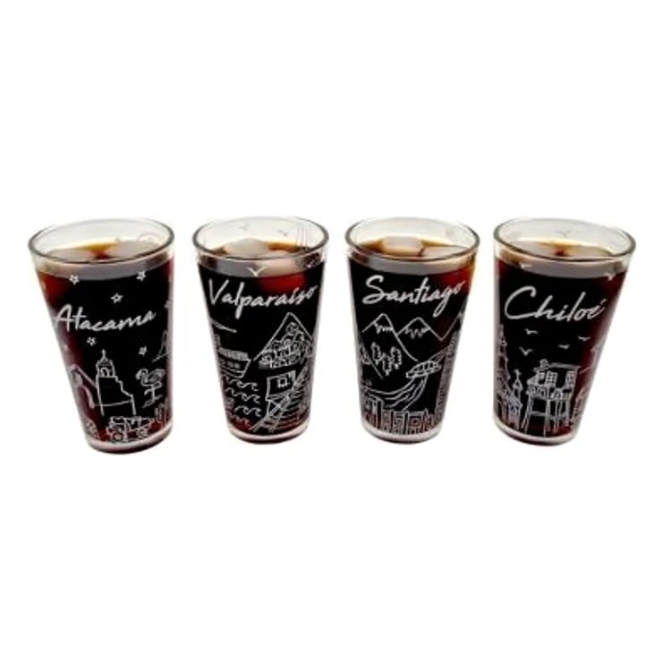SET 4 VASOS CHILE COLLECTION GLASSO - 1