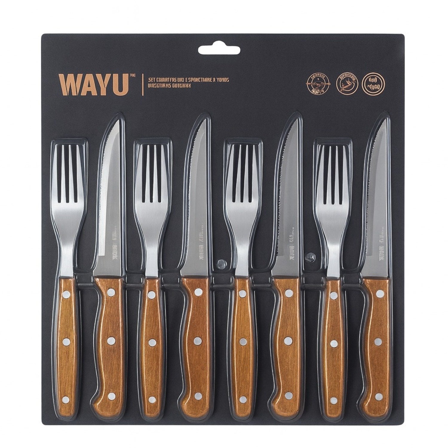 SET CUCHILLOS Y TENEDORES PRM 8 PCS WAYU - 1
