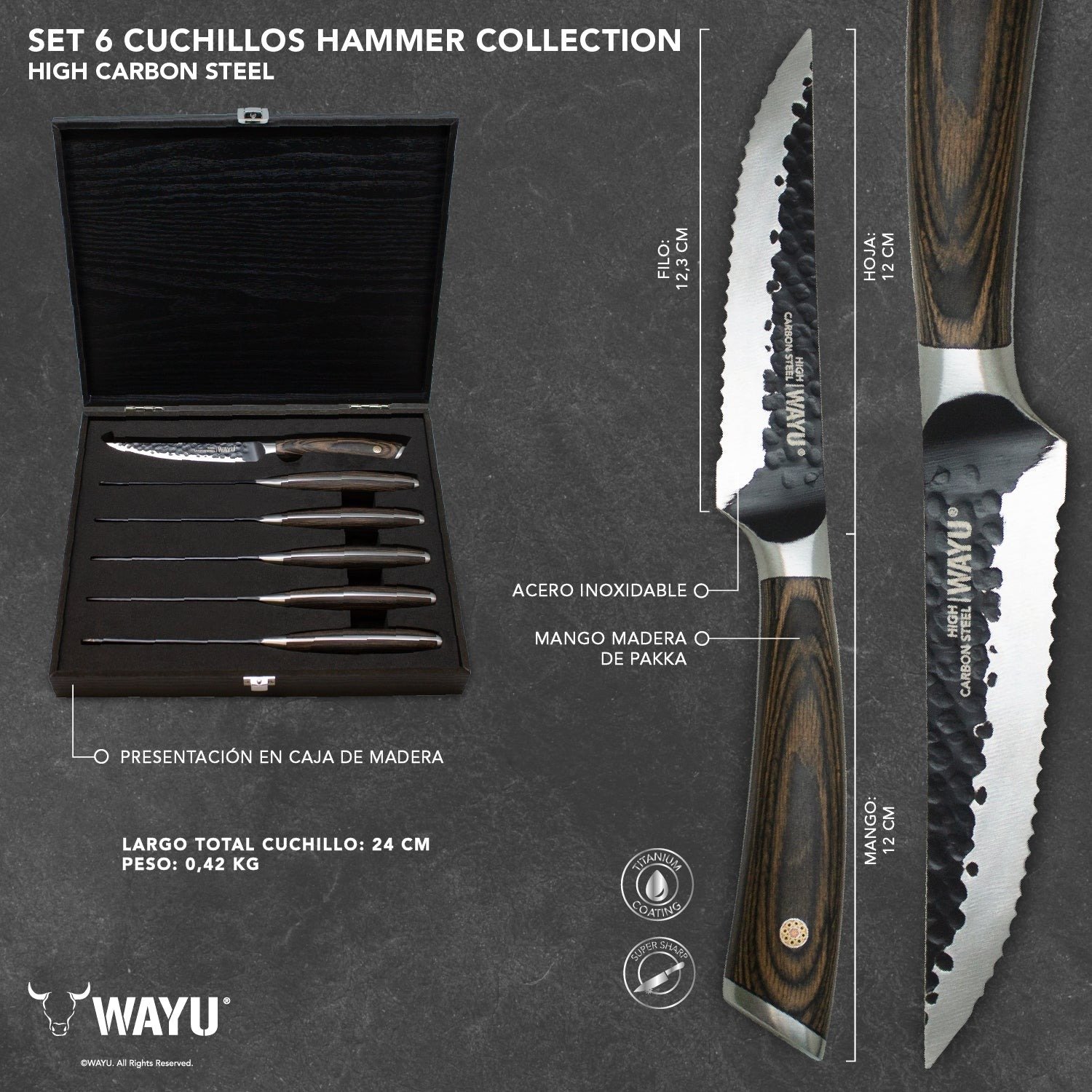 SET 6 CUCHILLOS HAMMER COLLECTION WAYU - 1