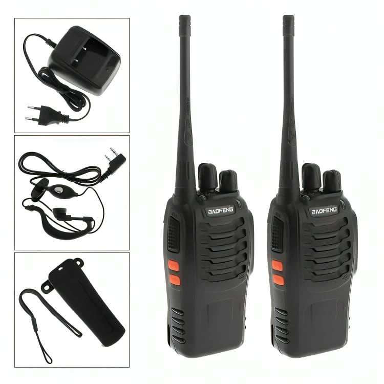 PACK 2 RADIO TRANSMISOR WALKIE TALKIE BF-888S MANOS LIBRES - 1