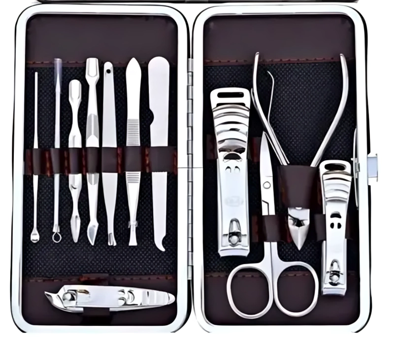 ESTUCHE 12 PCS MANICURE PEDICURE ACERO INOXIDABLE - 2
