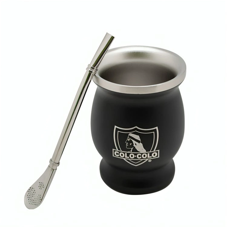 MUG MATE CON BOMBILLA CLASICO COLO COLO 200ML COLOR NEGRO - 2