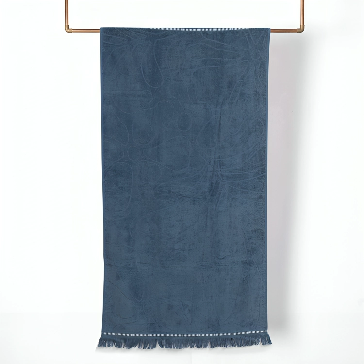 TOALLA DE PLAYA 3D 80×160 CM. ALGODON JACQUARD/ FLORES AZUL – MASHINI - 1