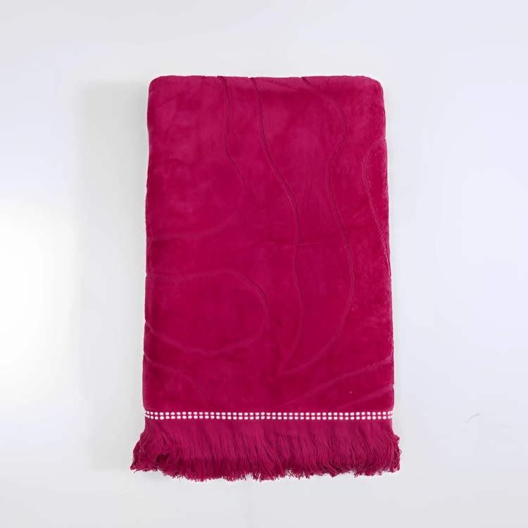 TOALLA DE PLAYA 3D 80×160 CM. ALGODON JACQUARD/ FLORES FUCSIA – MASHINI - 1