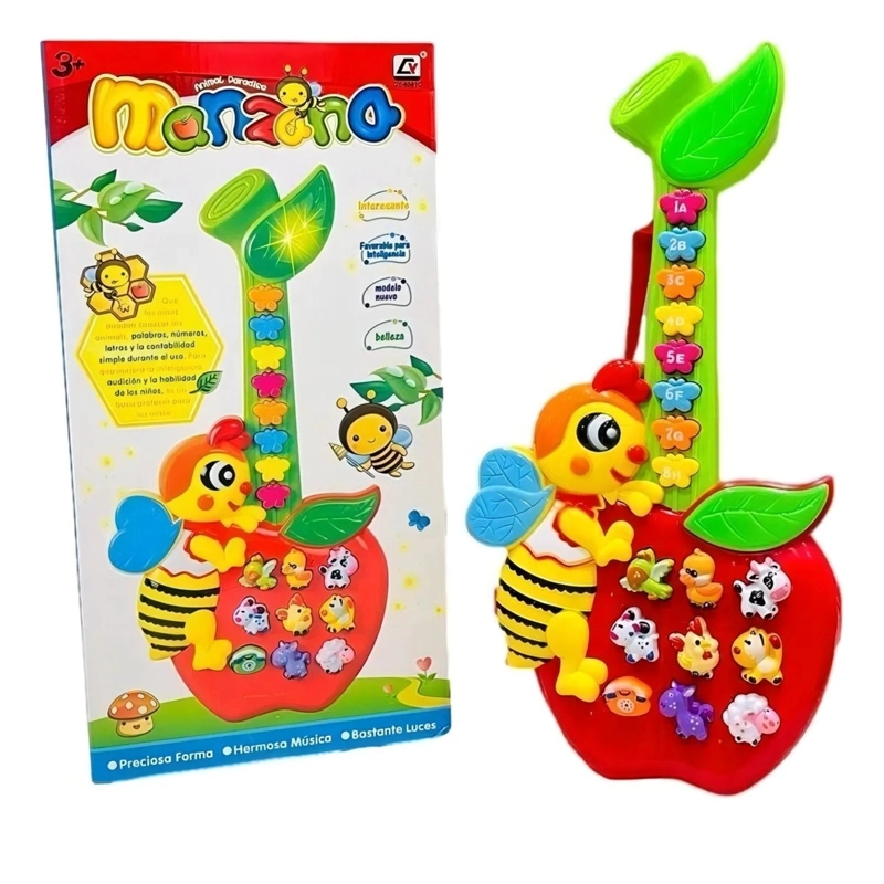 PACK X 3 GUITARRA INFANTIL EDUCATIVA SONS DE BICHOS LETRAS E NUMEROS - 5