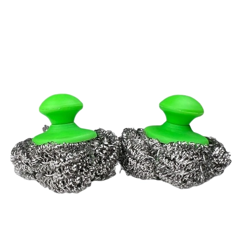 PACK X 4 FREGADORA DE ACERO INOX. C/MANGO 2 UNIDADES- ALL CLEAN - 1