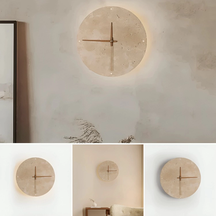 RELOJ DE PARED LED DE PIEDRA NATURAL CON ESTILO PREMIUM - 3