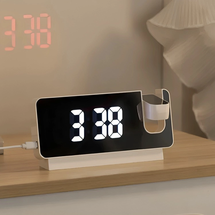 RELOJ DIGITAL LED TIPO MADERA ZEN NEGRO - 1