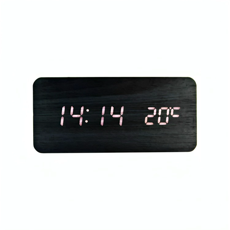 RELOJ DIGITAL LED TIPO MADERA ZEN NEGRO - 3