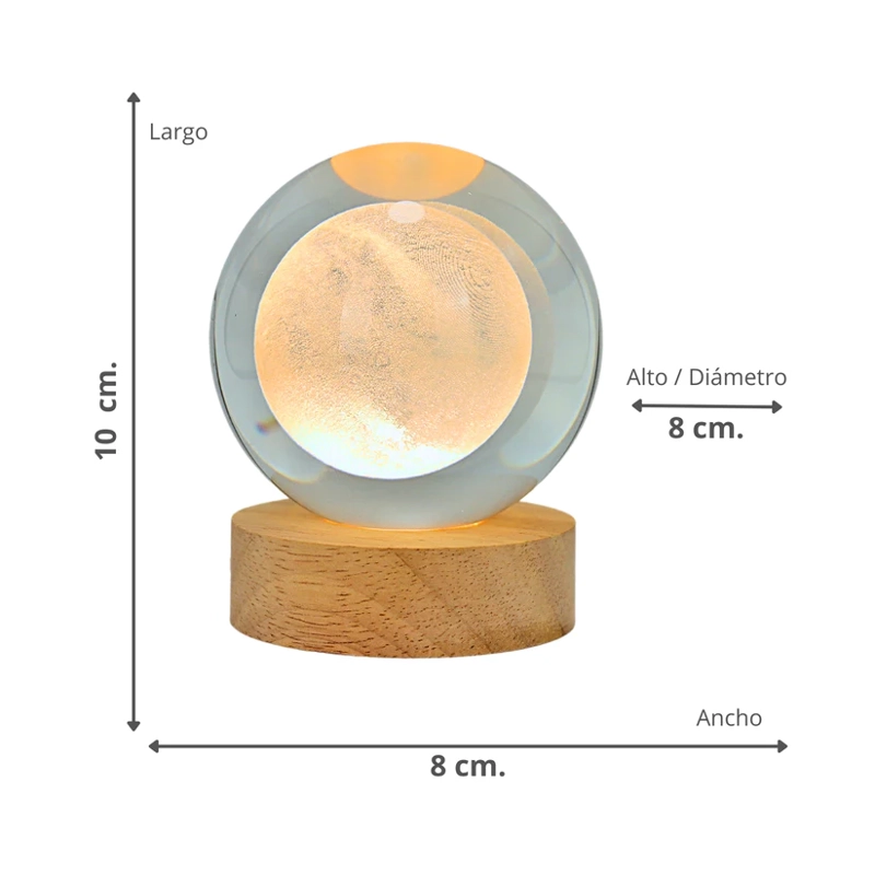LAMPARA BOLA DE CRISTAL LED LUNA - 2