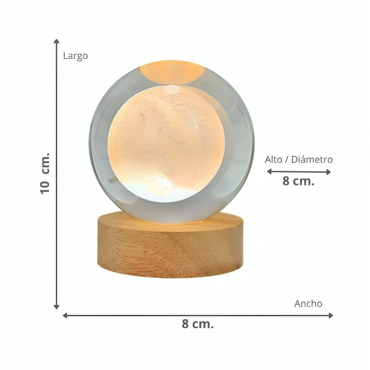 LAMPARA BOLA DE CRISTAL LED LUNA - 3