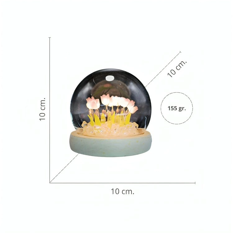 LAMPARA LED DECORATIVA TULIPAN EN CUPULA DE VIDRIO - 1