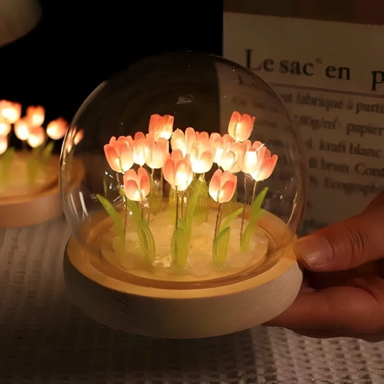 LAMPARA LED DECORATIVA TULIPAN EN CUPULA DE VIDRIO - 3