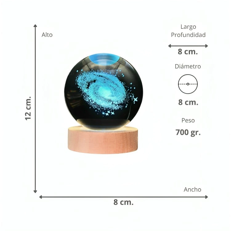 LAMPARA BOLA DE CRISTAL LED RGB COLORES GALAXIA - 2