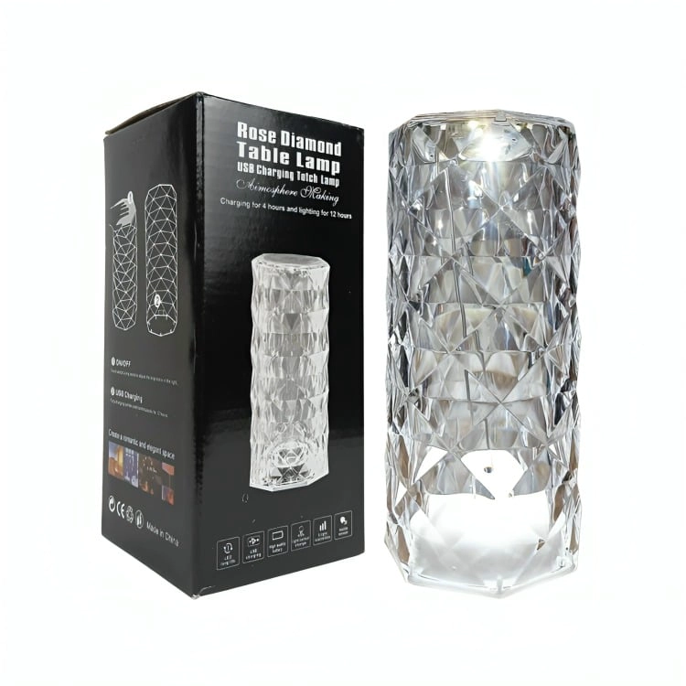 LAMPARA DE ACRILICO ROSA DIAMANTE TACTIL - 2