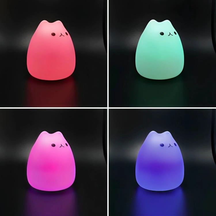 LAMPARA DE NOCHE DE SILICONA LED RGB SQUISHY GATITO - 4