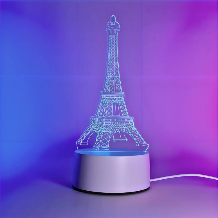 LAMPARA LED RGB VISUALIZACION 3D TORRE EIFEEL - 3