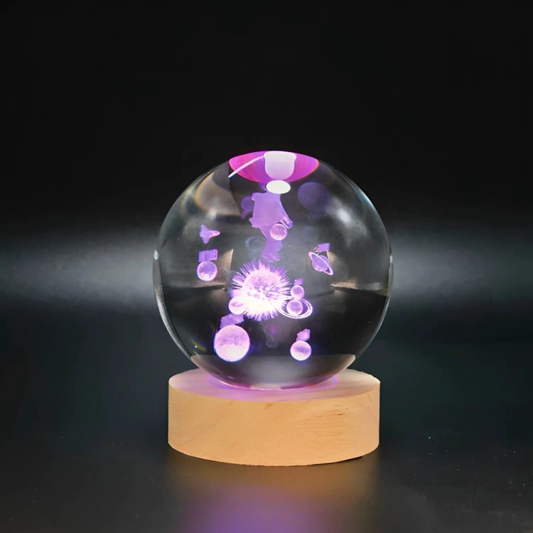 LAMPARA BOLA DE CRISTAL LED RGB COLORES ASTRONAUTA - 1