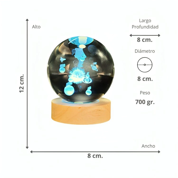 LAMPARA BOLA DE CRISTAL LED RGB COLORES ASTRONAUTA - 3