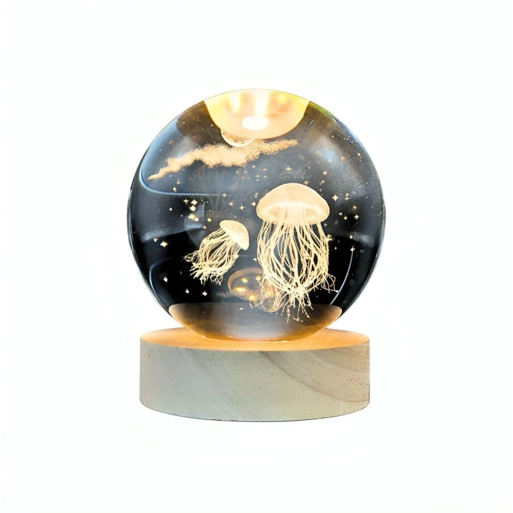 LAMPARA BOLA DE CRISTAL LED MEDUSAS Y LUNA - 1