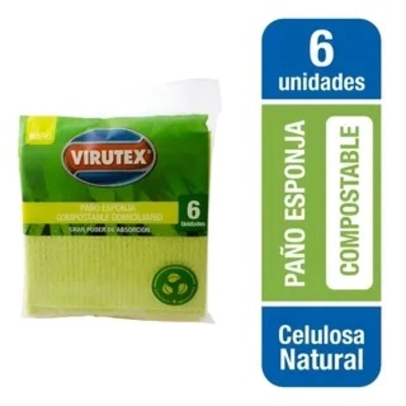 PACK X 4 PAÑO CELULOSA NATURAL 6 UND CLASICA – VIRUTEX - 2