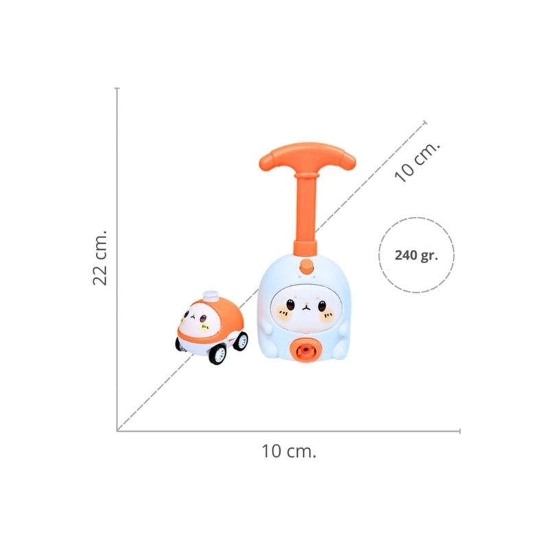 BOMBIN LANZADOR DE AUTOS INFLADOR DE GLOBOS CUTE NARANJA - 1