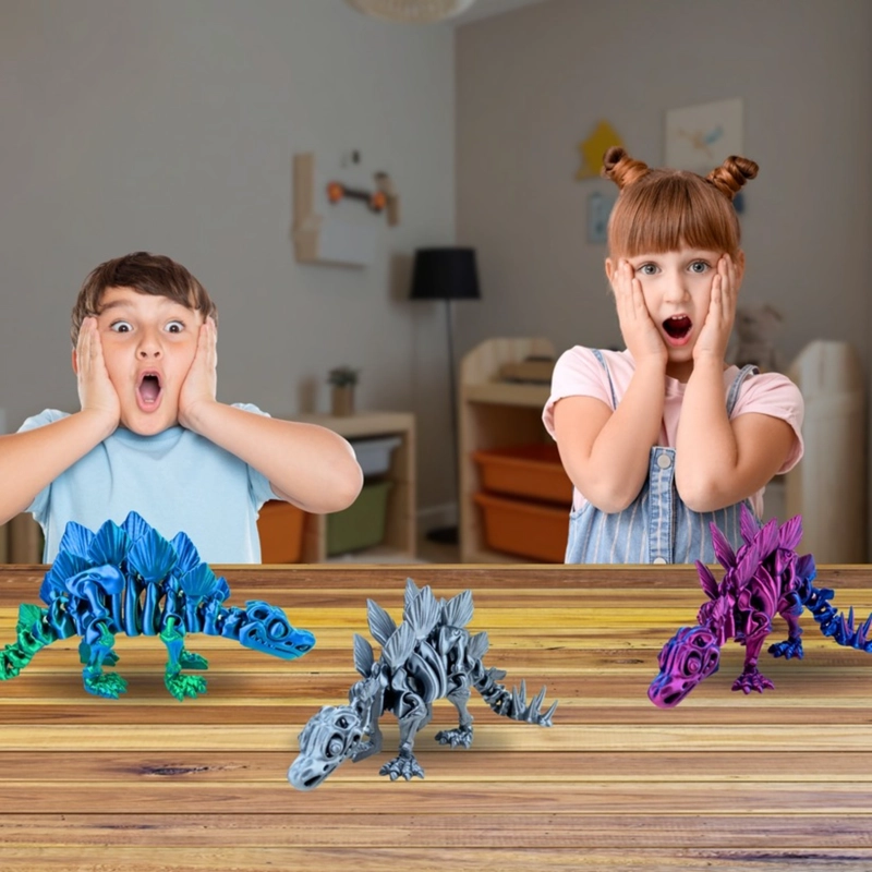 JUGUETE DINOSAURIO ESTEGOSAURIO TORNASOL IMPRESION 3D VERDE - 5