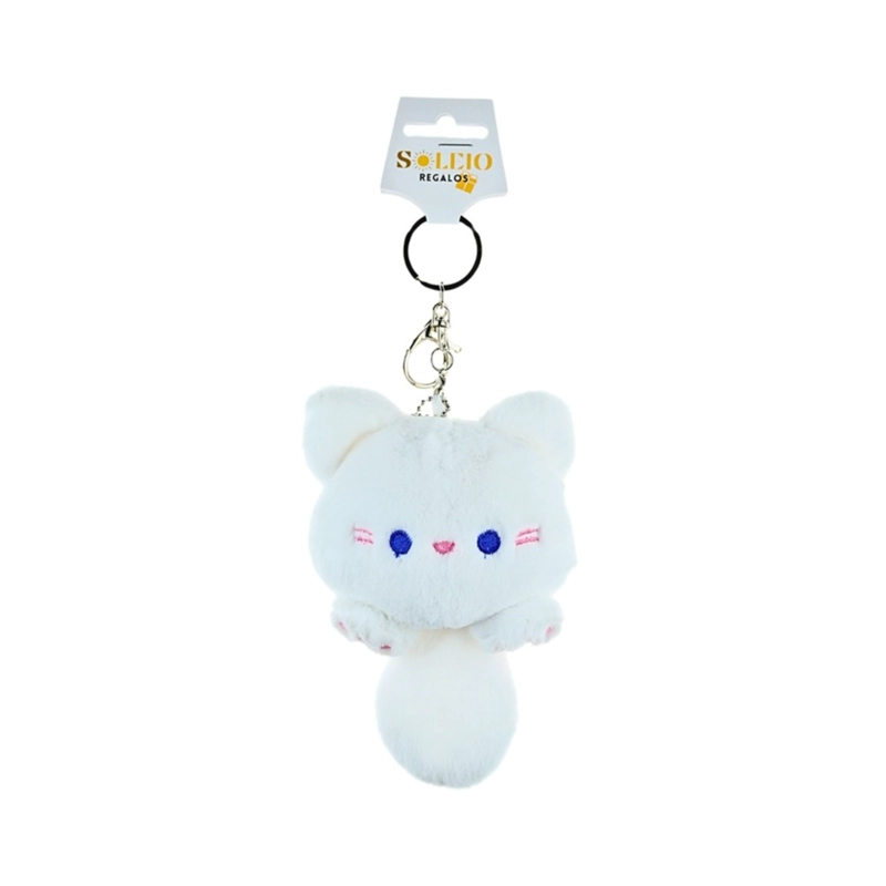 LLAVERO DE PELUCHE COLGANTE GATITO CUTE BLANCO - 1