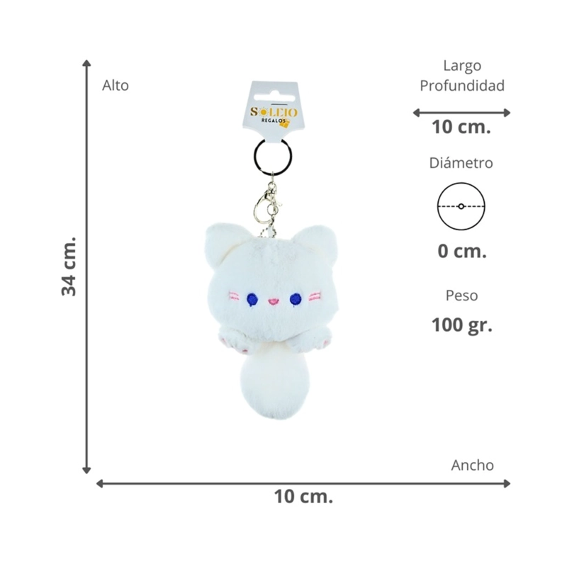 LLAVERO DE PELUCHE COLGANTE GATITO CUTE BLANCO - 4